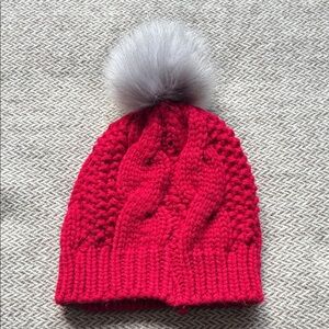 Gertex Red Knit Pom Pom Beanie Hat